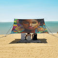 ALAZA African American Woman Bohomian Beach Tent Sun Shelter UPF50+ Protection Beach Shade Canopy w/ 4 Sandbags for Outdoor Camping Fishing Backyard Fun Picnic 10x9 ft
