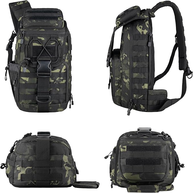 Tactical Sling Bag for Men Large Tactical Shoulder Bag with Bottle Holder Cross Body Bag Chest EDC Bag For Camping Hiking Trekking Daypack