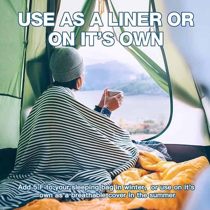JAICOM Sleeping Bag Liner Travel Sheets &amp Adult Sleep Sack Ultralight and Portable Summer Sleeping Bag - Ideal for Backpacking Hotels and Hostels Business Trips Camping