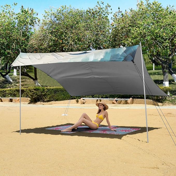 ALAZA Soccer Football Painting Beach Tent Sun Shelter UPF50+ Protection Beach Shade Canopy w/ 4 Sandbags for Outdoor Camping Fishing Backyard Fun Picnic 10x9 ft