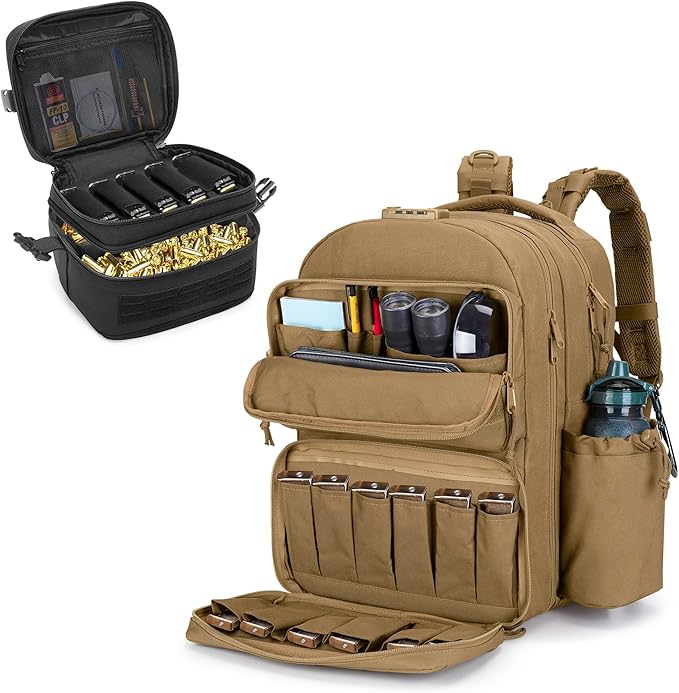 GOBUROS Tactical Pistol Backpack Can Hold 4 Handguns 12 Mags and Tactical Pistol Magazine Storage Bag