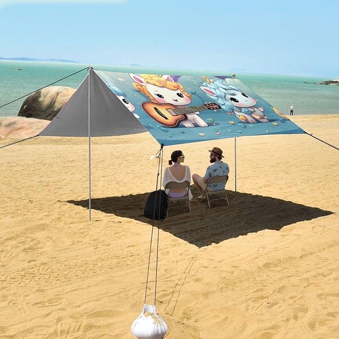 Merry Christmas Red Christmas Tree Stable Beach Tent UPF50+ Water-Resistant Portable Sun Shelter with Sand Shovel for Camping Trips Fishing Backyard Fun or Picnics