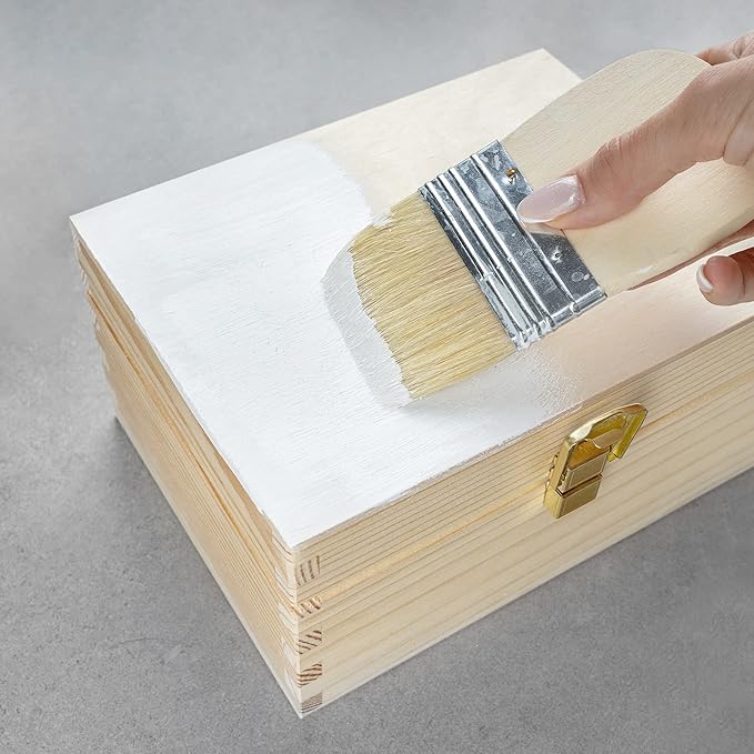 Creative Deco Wooden Storage Box Unpainted Plain | 8.42 x 5.43 x 3.93 in | Keepsake Unfinished Golden Latch &amp Lid | Unfinished Keepsake for the Office or Bedroom | Jewelry Box