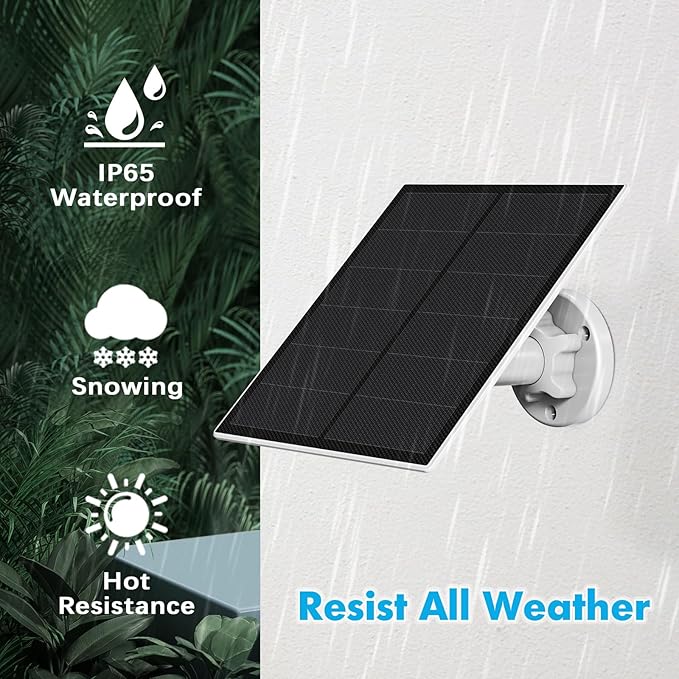 Solar Charger for Ring Doorbell5W IP65 Waterproof Solar Panel for Ring Doorbell Video Doorbell 3/3+ &ampVideo Doorbell 4 Adjustable Wall Mount 9.8ft Cable