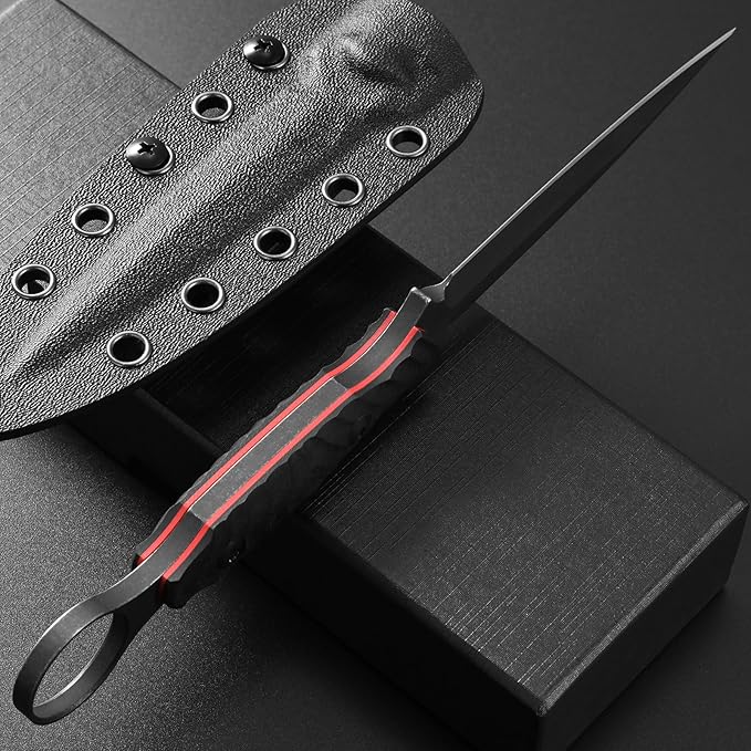 Gtkii GTK340 Fixed Blade Knife AUS-10 Steel Blade G10 Handle Full Tang EDC Tool Knifes for Outdoor Camping Hiking Survival(Black)