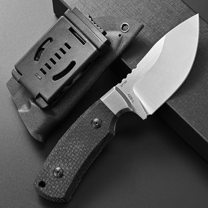 Eafengrow EF160 Fixed Blade Knife AEB-L Steel Blade Micarta &ampSteel Head Handle Full Tang Compact EDC Fix Knifes for Camping Survival
