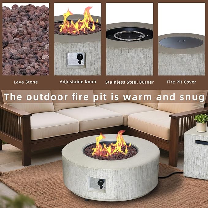 Afterglow Firepits All Terrafab External Gas Tank for Outdoor Use Round 50000Btu Gray