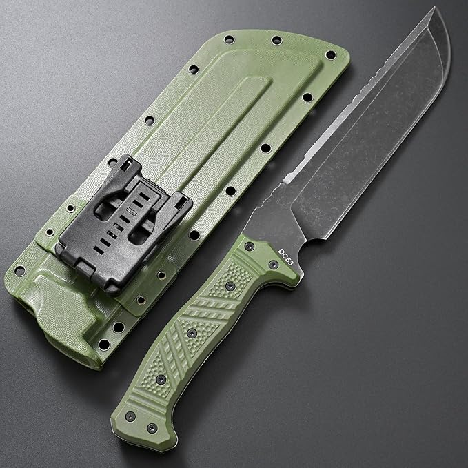 Gtkii GTK32 Fixed Blade Knife DC53 Steel Blade Full Tang Nylon Fiberglass Handle Heavy Duty Knifes for Field Hunting Camping Adventure(Green)