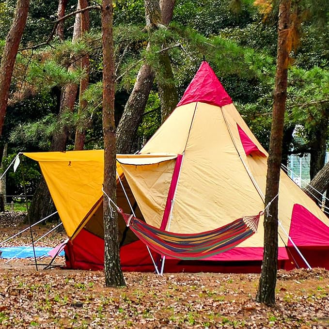 VILLCASE Extra Wide Anti-roll Canvas Hammock for Two People with Duckbill Buckle Outdoor Patio Yard Camping Backyard Hanging Hammock for Hiking and Beach Use