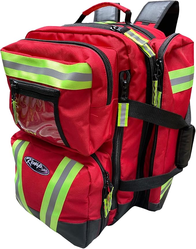 Kemp USA Ultimate EMS Backpack EMT Emergency Medical Bag with Oxygen Cylinder Strap Heavy Duty Multi Pocket Search and Rescue Medic Pack Professional 8 Lbs Field Ready Design