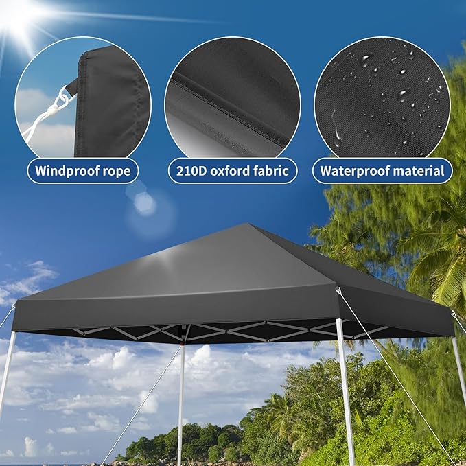 10' X 10' Beach Tent Sun Shelter Beach Canopy Foldable Adjustable Outdoor Waterproof Sun Protection Shelter with Slant Legs Backpack Portable Shelter for Camping Party Yard and Beach Events