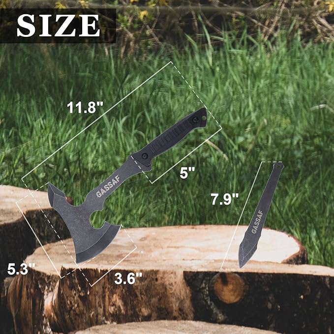 GasSaf Throwing Axe Knife Set Stainless Steel Throwing Tomahawk Axe and Stainless Steel Well-Balanced Throwing Knife Protective Nylon Sheath for Recreation and Competition（3 Packs）