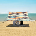 ALAZA Tropical Palm Tree Beach Tent Sun Shelter UPF50+ Protection Beach Shade Canopy w/ 4 Sandbags for Outdoor Camping Fishing Backyard Fun Picnic 10x9 ft