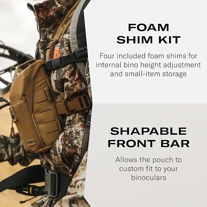 FHF Gear FOB Bino Pouch – Magnetic Binocular Case with MOLLE Fleece Lining &amp Wind Indicator Storage for Hunting &amp Field Use