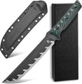 Sitivien ST25 Fixed Blade Knife AUS-10 Black Stonewashed Steel Blade Two Tone G10 Handle Full Tang EDC Tool Straight Knife for Working Camping Hunting(Green)