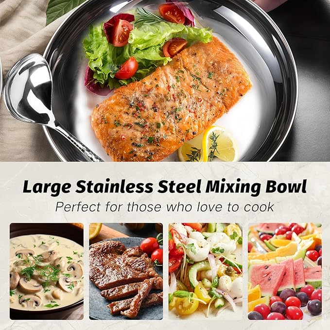 2PCS Stainless Steel Dinner Plates 8.7 Double Layered 18/8 Metal Round Dinner Plates Unbreakable with 2 Spoons &amp Forks Dishwasher Safe Heat-Resistant for Indoor/Outdoor Use Camping Everyday Me