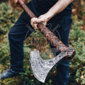 SHINY CRAFTS® Handmade Viking Axe Hatchet Norse Axe- 40 Long Two-Handed Berserker Hatchet Forged Axe - Bearded Axe - with Sheath (VBA-08)
