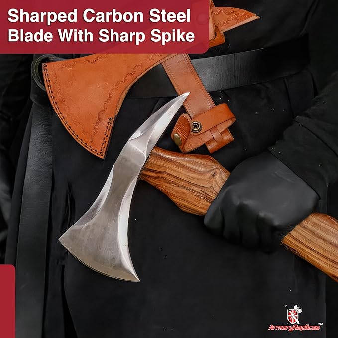 Armory Replicas™ Diamond Miner Pickaxe – 18.25 Hand Forged High Carbon Steel Camping Pickaxe with Sheesham Wood Handle