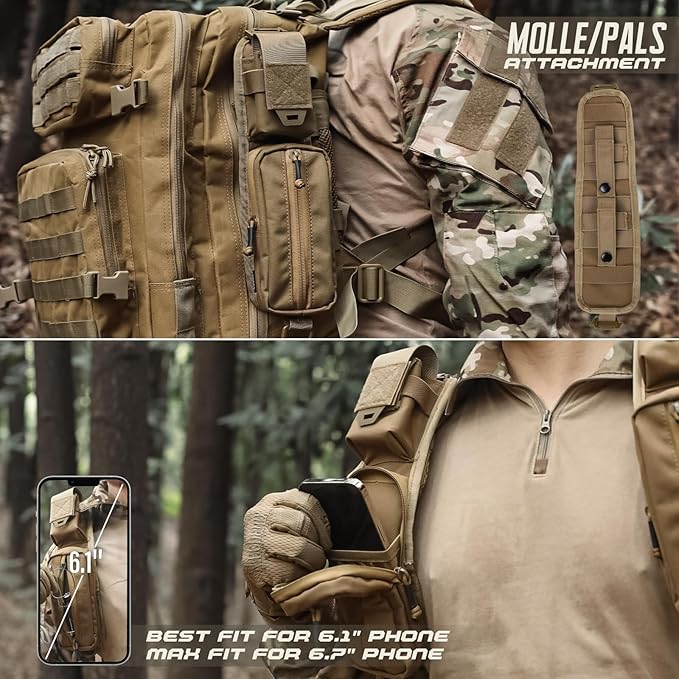 WYNEX Molle Accessories Pouch of Double Zipper Pocket Version Backpack Strap Pouch Shoulder Strap Molle Attachment Tactical Accessories Bag Shoulder Starps Zipper Pocket Additional Phone Holder