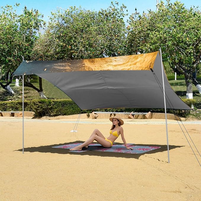 Dolphins Jumping Beach Tent Sun Shelter Set UPF50+ UV Protection 10.5 x 9.19 FT Camping Shade Canopy with Sandbags Sand Anchors Carrying Bag and Others