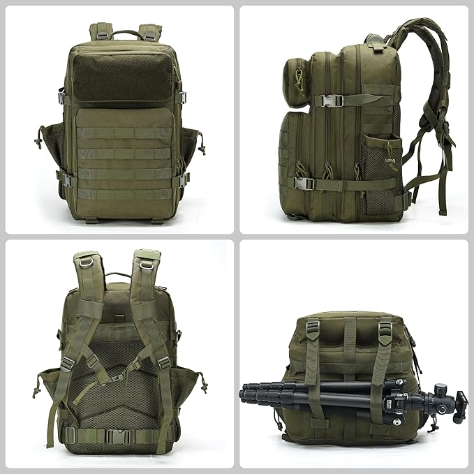 gracedon Tactical Backpack - Military Molle Bag 3 Days Pack for men and Women Large Assault Rucksack 45L (Green)