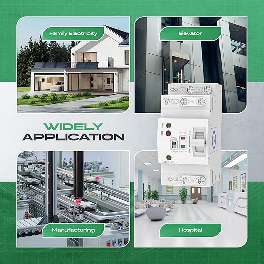 Mini Automatic Transfer Switch 2P 63A 110VATS Automatic/Manual DIN Rail Mount Dual Power Transfer Switch for Home Generator RVPublic/Backup Power Supply
