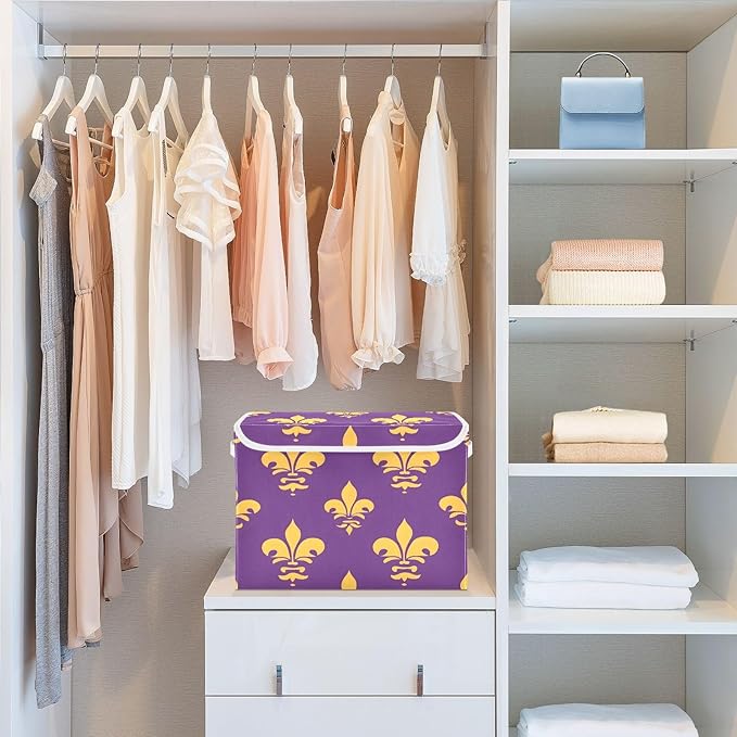 Graffiti Mardi Gras Logo Pattern Foldable Storage Baskets Fabric Boxes with Handle Organizers with Flip-Top Lids Storage Bins for Home Bedroom Office
