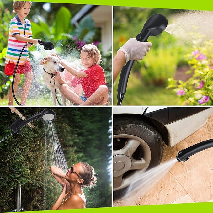 Portable Shower for Camping [Long-Lasting] Spopal 6000mAh Rechargeable Camping Shower with Intelligent LED Display 4 Spray Modes IPX7 Waterproof Outdoor Camp Pump for Hiking Travel Car Pet