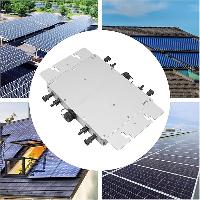 Solar Grid Tie Micro Inverter WVC-1400W 1400W 110V Waterproof Inverters Solar Powered Reversing Converter Aluminium Alloy Inverters w/Power Cord for Schools Power Stations Homes
