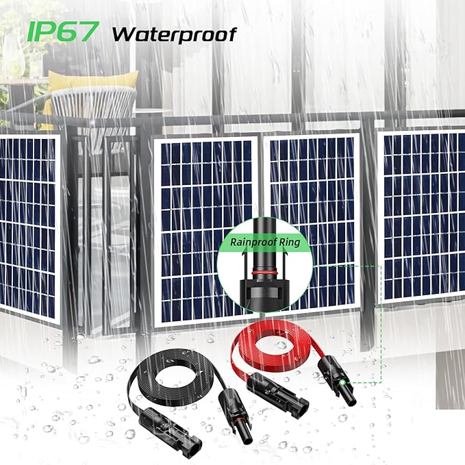 Bateria Power Super Flat Solar Cable Connector 30Amp Balcony Photovoltaic Solar Extension Wire with Male and Female Connectors Solar Panel Adaptor for RV Solar Panels (Black and Red) 100CM 3.3FT