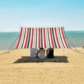 ALAZA Red &amp Black Stripes Beach Tent Sun Shelter UPF50+ Protection Beach Shade Canopy w/ 4 Sandbags for Outdoor Camping Fishing Backyard Fun Picnic 10x9 ft