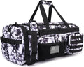 LHI 50L Tactical Duffle Bag for Men 3-in-1 Gym Duffle and Backpack Shoe Compartment Laptop Sleeve and MOLLE Carry-On Travel Weekender and Overnight Bag – Black and White