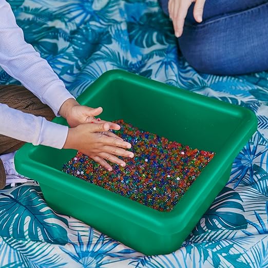 ECR4Kids Square Bin with Lid Storage Containers Green 2-Pack