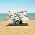 ALAZA Dinosaur Dino Music Beach Tent Sun Shelter UPF50+ Protection Beach Shade Canopy w/ 4 Sandbags for Outdoor Camping Fishing Backyard Fun Picnic 10x9 ft