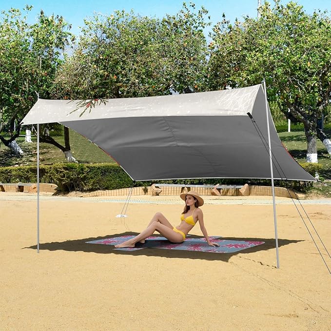ALAZA A Red Truck Beach Tent Sun Shelter Portable Canopy Sunshade for Outdoor Camping Picnics Backyard Fun 10x9 ft