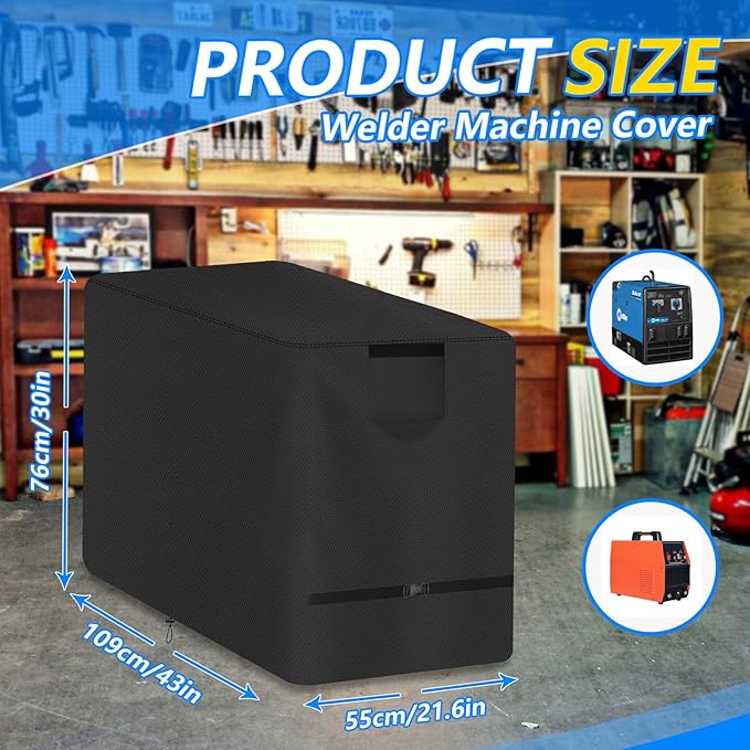 Engine Driven Welder Cover 600D Oxford Heavy Duty Waterproof Welder Machine Cover compatible with Miller Welder 230/265/325/225Black