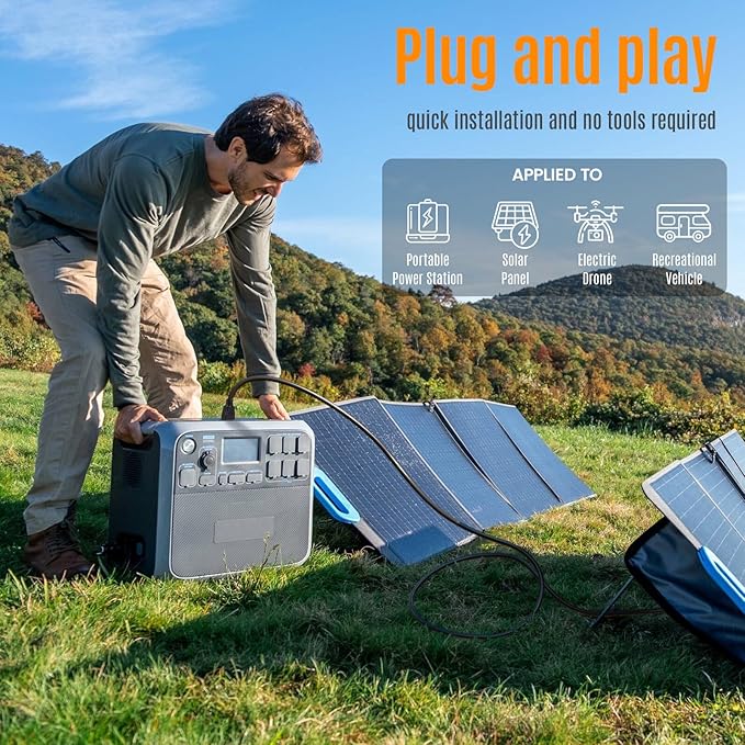 6-in-1 Solar Panel Connector Kit Solar Connector to DC5521 7909 8020 XT60 EC5 Solar Panel Multi Connector Cable Portable Heavy-Duty Weatherproof for RV Power Staion Generator(16.5ft)