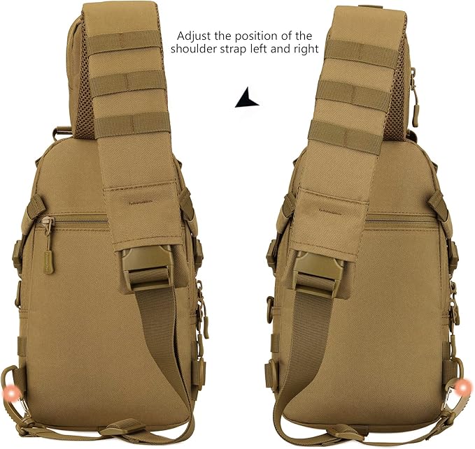 Protector Plus Tactical Sling Bag Military MOLLE Crossbody Packs Chest Shoulder Backpack (Patch Included)