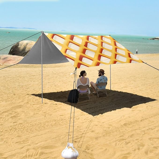ALAZA Waffle Lattice Pattern Beach Tent Sun Shelter Portable Canopy Sunshade for Outdoor Camping Picnics Backyard Fun 10x9 ft
