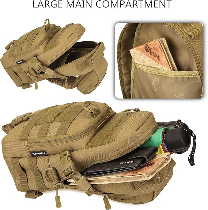 Protector Plus Tactical Sling Bag Military MOLLE Crossbody Packs Chest Shoulder Backpack (Patch Included)