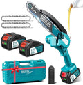 Seesii Mini Chainsaw 8-inch Mini Chainsaw Cordless Tool Set Battery Chainsaw with 2x 4.0Ah Batteries Handheld Electric Power Chain Saw with Oiler Safety Lock for Tree TrimmingWood Cutting