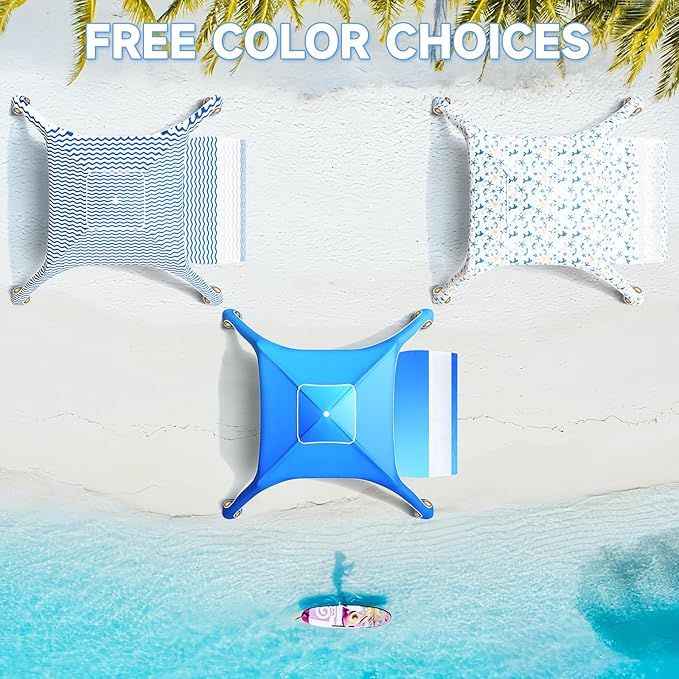Beach Cabana 6.5'×6.5' Beach Canopy with UPF50+ Protection Beach Tent Sun Shelter Sun Umbrella with Removable Side Wall Portable Shade Sun Shelter for Beach Garden Camping (Wave Pattern)