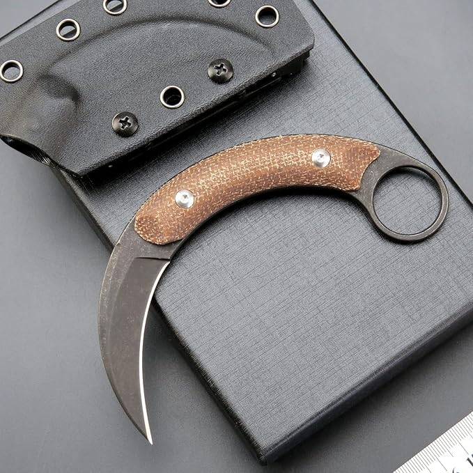C16901 Fixed Blade Knives D2 Steel Micarta Handle Outdoor Survival Claw KnifeCamping EDC Tools Kydex Sheaths(Brown)