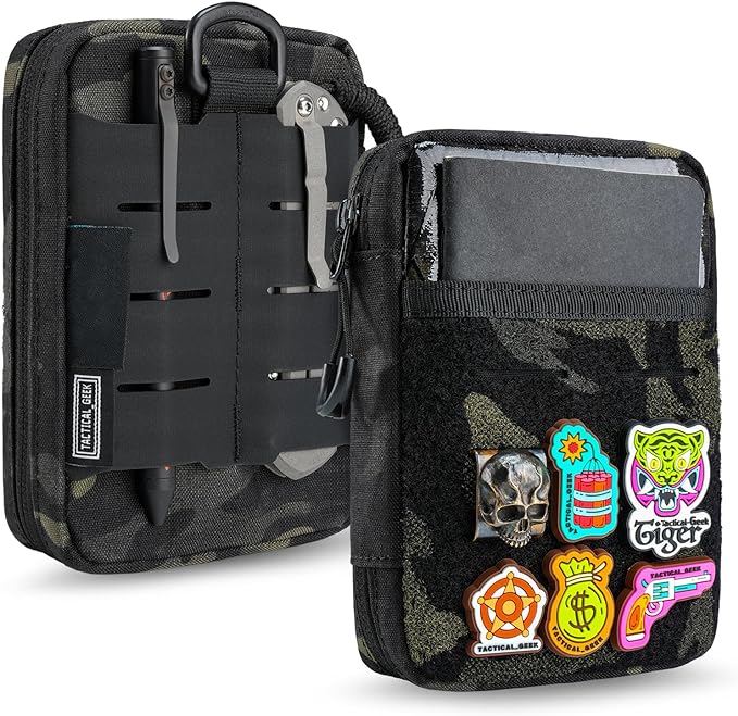 TACTICAL GEEK Block E3.0 EDC Compact Waist Pocket Pouch Men EDC Pouch Organizer Multi-Purpose Molle Tool Pouch Utility Tool Organizer Bag for Daily Essentials Carry(Black Camo)