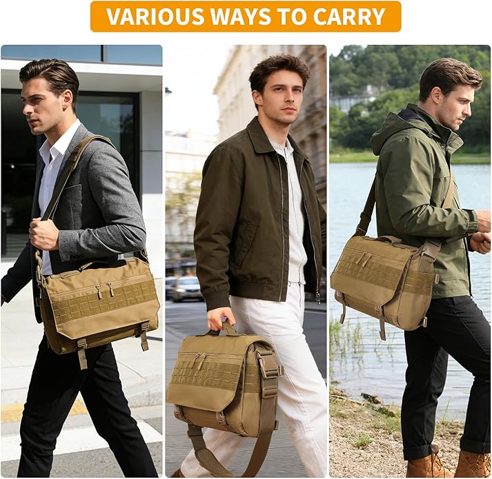 HUNTVP Messenger Bag Tactical Messenger Bag Men Canvas Shoulder Crossbody Military Laptop Bag for Work Outdoor Camping Hiking