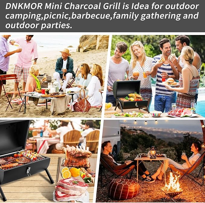 Portable Charcoal Grill Tabletop Outdoor Barbecue Smoker Small BBQ Grill for Outdoor Cooking Backyard Camping Picnics Beach by DNKMOR GREEN
