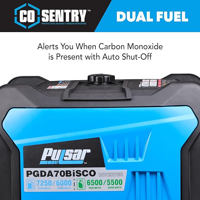 Pulsar 7250-Watt Super Quiet Dual Fuel Inverter Generator with Remote Start