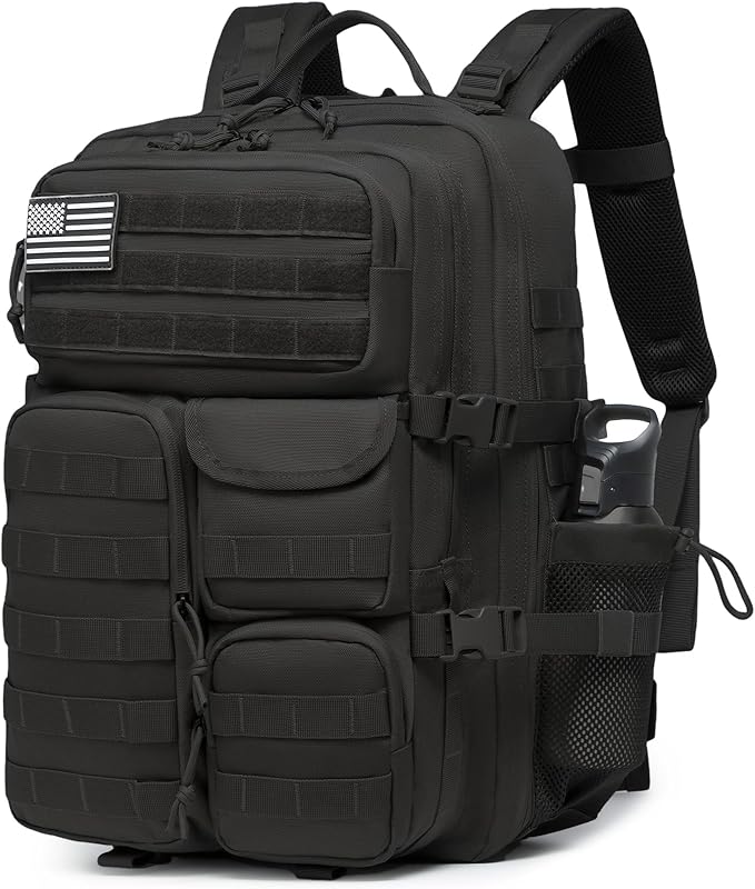Wotony Tactical Backpack - Military waterproof backpack with multiple pockets and tactical gear for the outdoors (Black 45L)