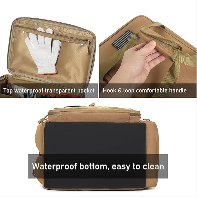 15-Inch Tool Bag Multi-purpose Tool Organizer Bag For Men with Shoulder Strap Tactical Range Bag Work Tote for Repairman Carpenters Handymen (Khaki)