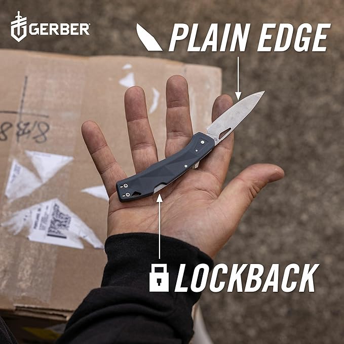 Gerber Gear LST - EDC Pocket Knife - Survival Tactical Tool for Travel Camping &amp Outdoor Adventure - Lightweight &amp Compact Folding Knife - Stainless Steel Blade - Blue